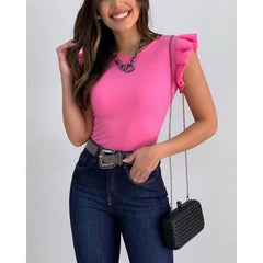 JOHE Blusa Canelada com babado