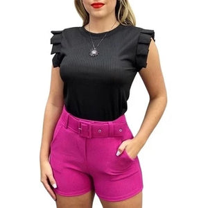 JOHE Blusa Canelada com babado