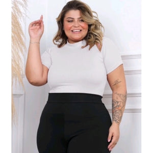 JOHE Blusa Feminina Canelada Plus Size gola alta