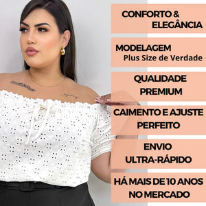 JOHE Blusa Feminina Ciganinha Plus Size em lesse