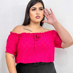 JOHE Blusa Feminina Ciganinha Plus Size em lesse