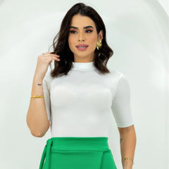 JOHE Blusa Casual Feminina com manga e gola alta