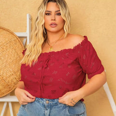 JOHE Blusa Feminina Ciganinha Plus Size em lesse