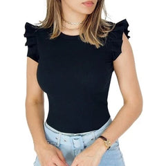 JOHE Blusa Canelada com babado