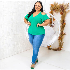 JOHE Blusa Feminina Cigana Plus Size tecido duna